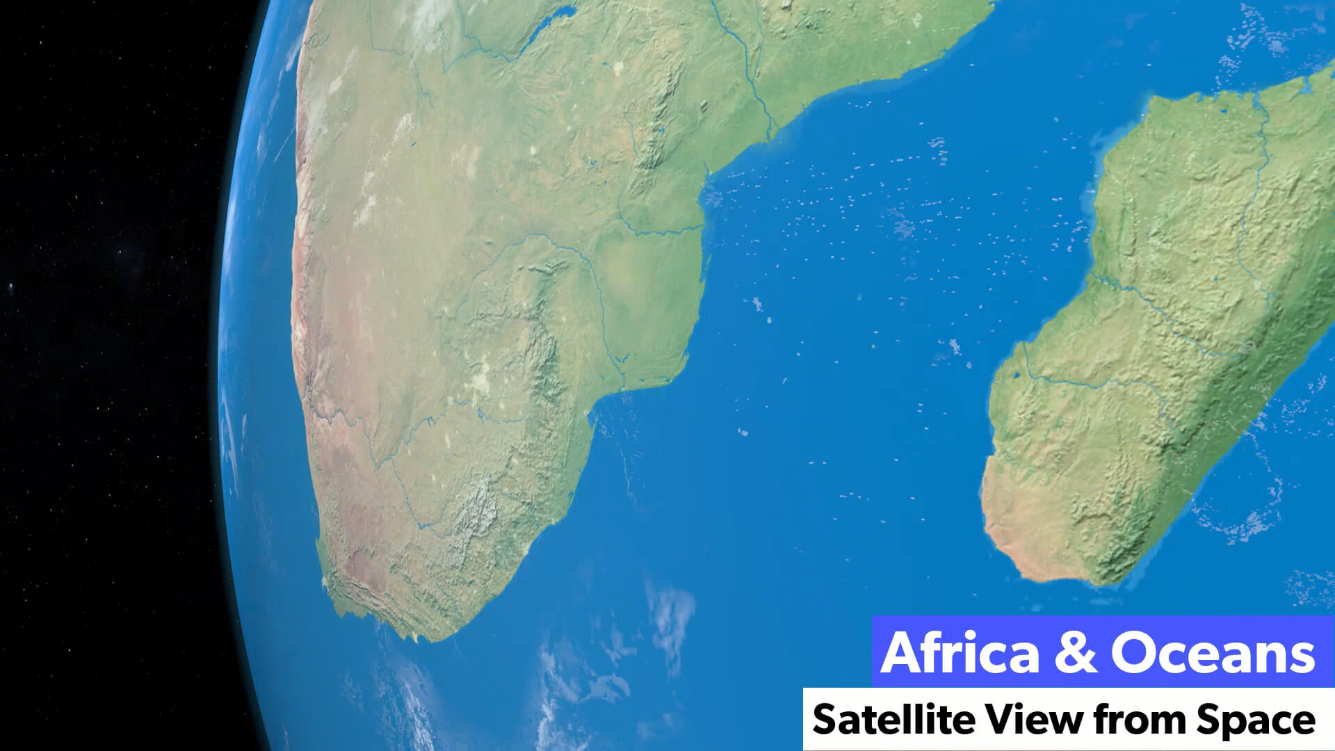 South Africa Tanzania and Madagascar Satellite View